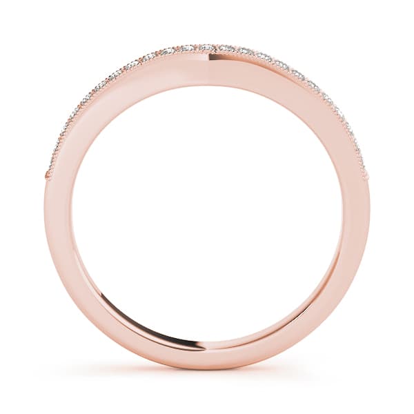 Single Row Milgrain Curved Wedding Band (1/8 ct. tw.), Side view in rose gold