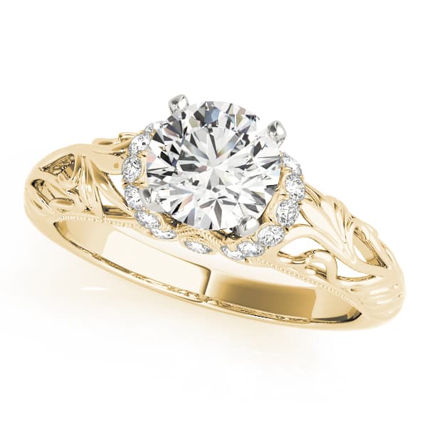 Vintage Inspired Engagement Ring, style 50840, Front view in yellow gold