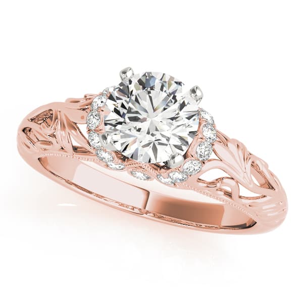 Vintage Inspired Engagement Ring, style 50840, Front view in rose gold
