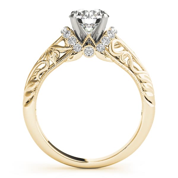 Vintage Inspired Engagement Ring, style 50840, Side view in yellow gold