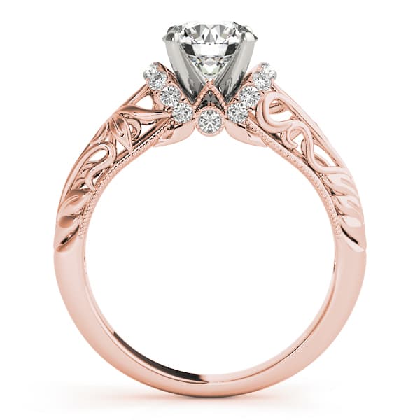 Vintage Inspired Engagement Ring, style 50840, Side view in rose gold