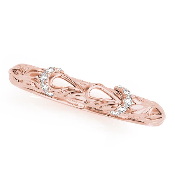 Vintage Inspired Wedding Band (0.06 ct. tw.), Front view in rose gold