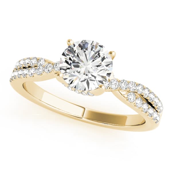 Twisted Hidden Halo Engagement Ring, style 50843, Front view in yellow gold