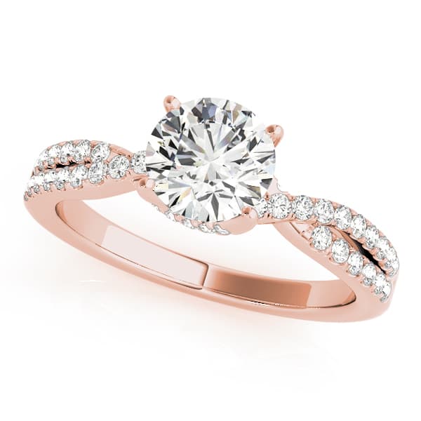 Twisted Hidden Halo Engagement Ring, style 50843, Front view in rose gold