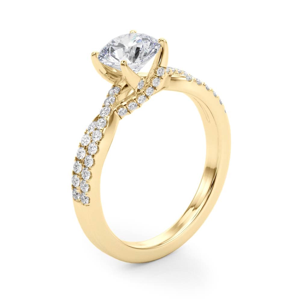 Twisted Hidden Halo Engagement Ring, style 50843, Angle view in yellow gold