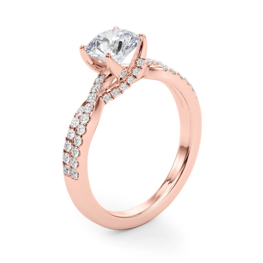 Twisted Hidden Halo Engagement Ring, style 50843, Angle view in rose gold
