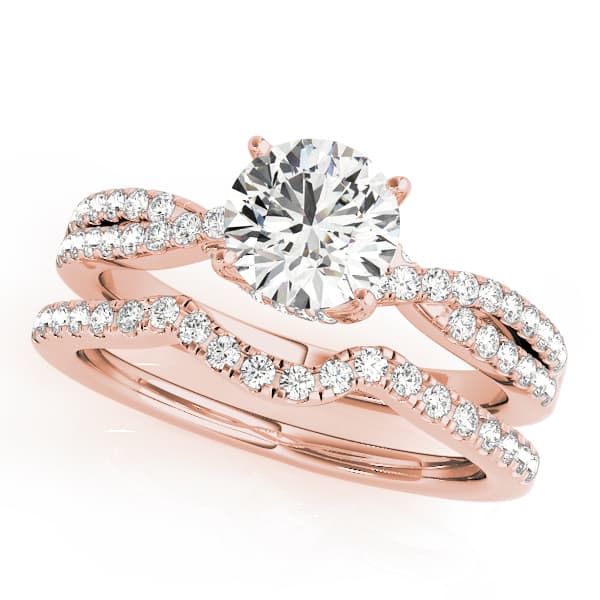 Twisted Hidden Halo Engagement Ring, style 50843, On hand view in rose gold