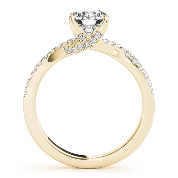 Twisted Hidden Halo Engagement Ring, style 50843, Side view in yellow gold