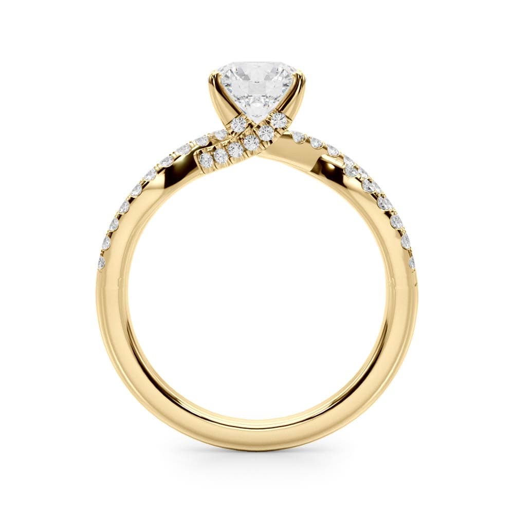 Twisted Hidden Halo Engagement Ring, style 50843, Top view in yellow gold