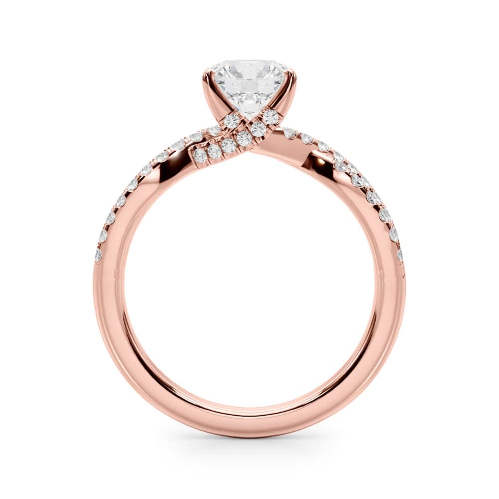 Twisted Hidden Halo Engagement Ring, style 50843, Top view in rose gold