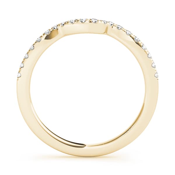 Split Prong Curved Wedding Band (1/8 ct. tw.), Side view in yellow gold