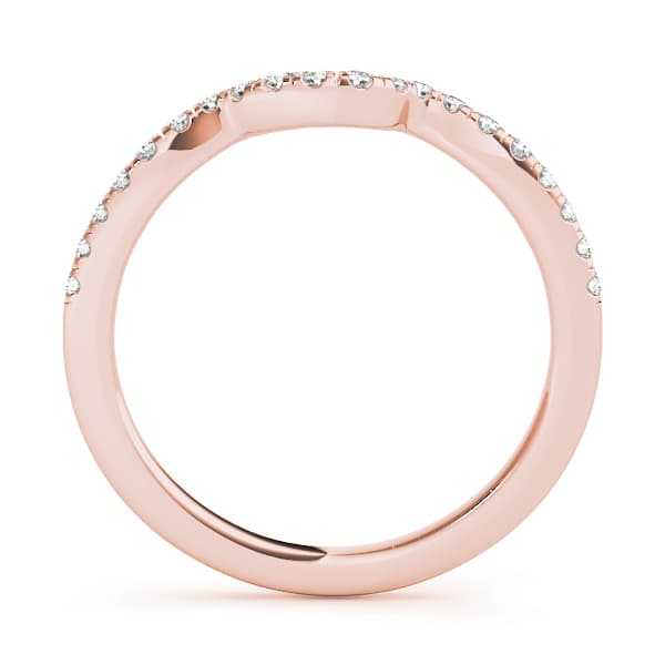 Split Prong Curved Wedding Band (1/8 ct. tw.), Side view in rose gold