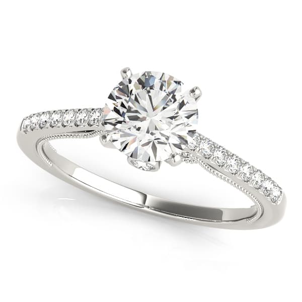 Single Row New Bridal Engagement Rings — style 50845 in 10k White Gold