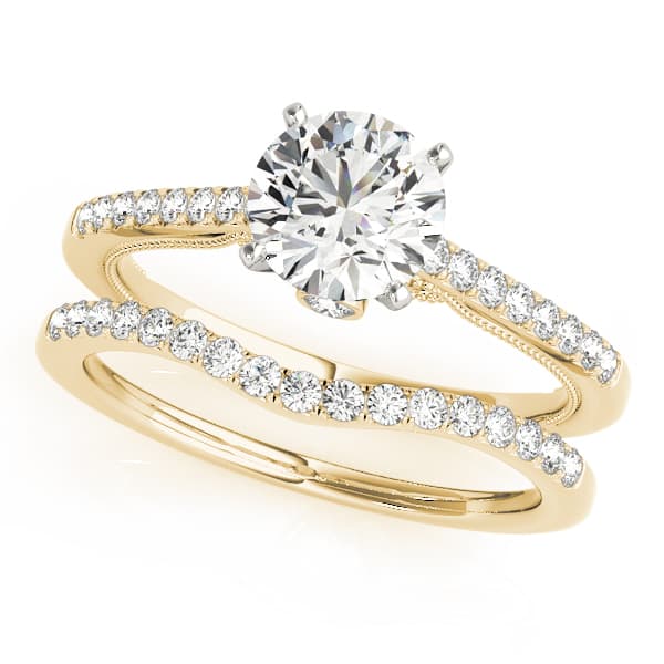 Single Row New Bridal Engagement Ring, style 50845, On hand view in yellow gold