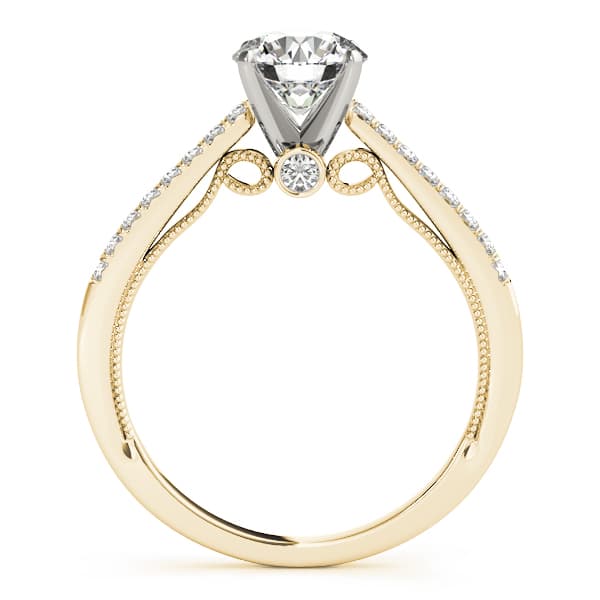 Single Row New Bridal Engagement Ring, style 50845, Side view in yellow gold
