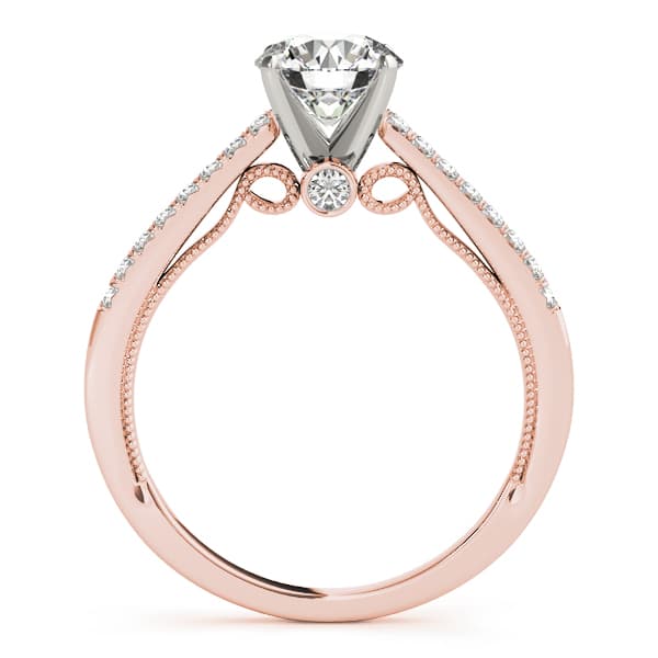 Single Row New Bridal Engagement Ring, style 50845, Side view in rose gold