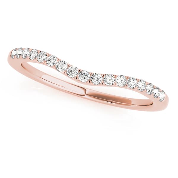 Split Prong Wedding Curved Band (1/8 ct. tw.), Front view in rose gold