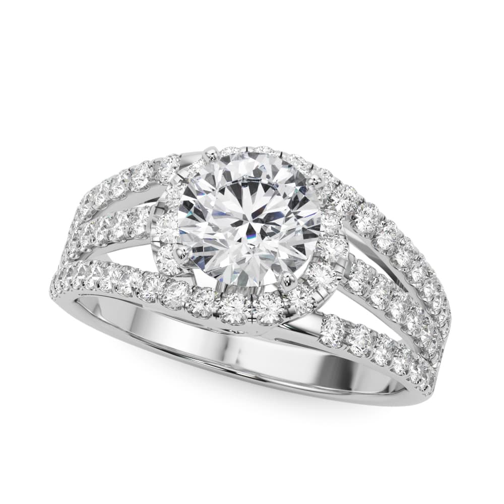 Multirow Split Shank Halo Engagement Ring — style 50846 in 10k White Gold