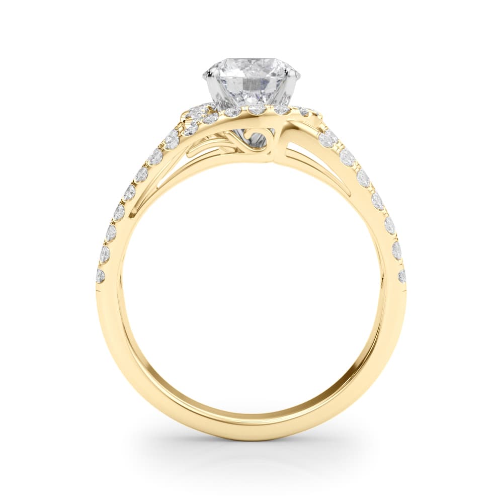 Multi-Row Split Shank Halo Engagement Ring, style 50846, Side view in yellow gold