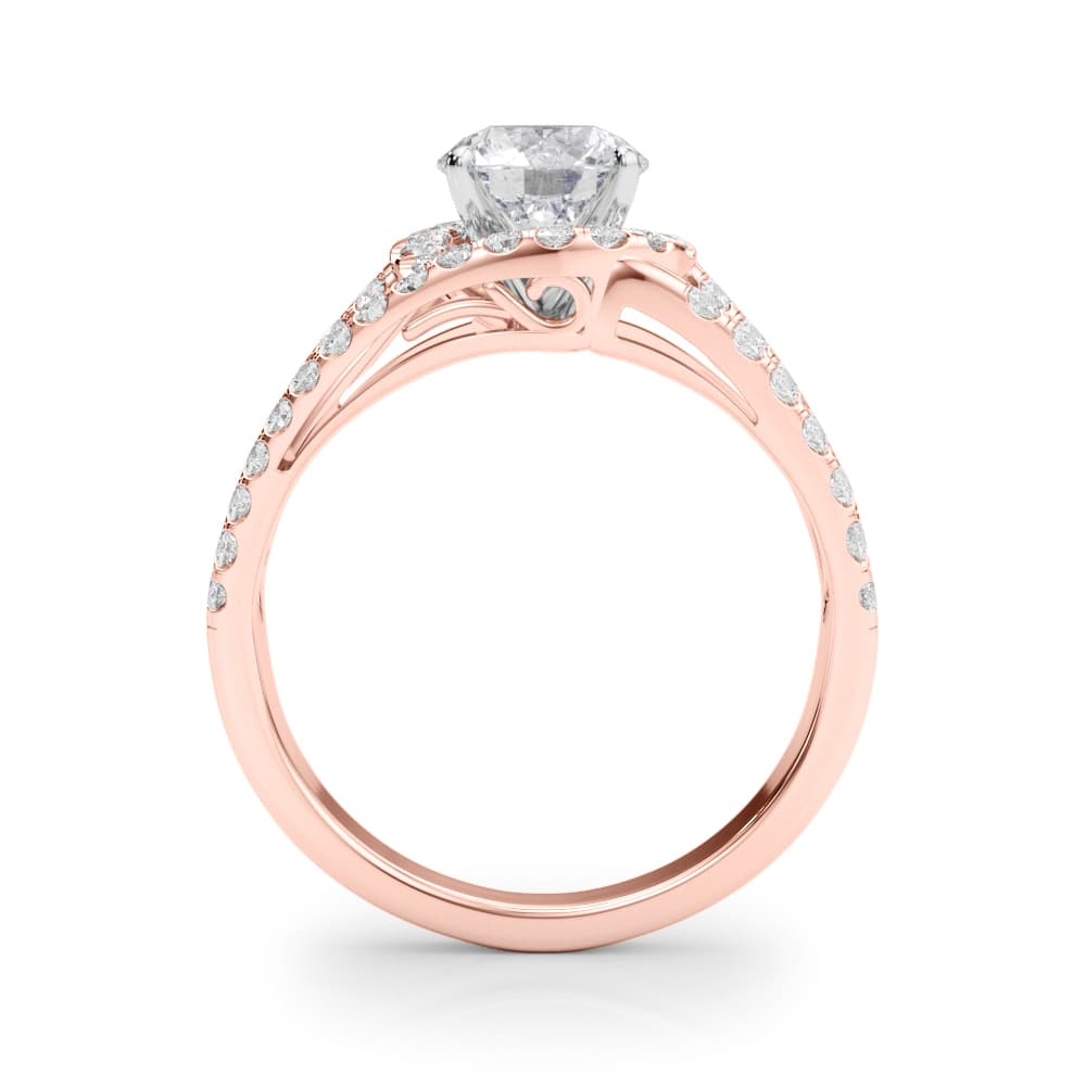 Multi-Row Split Shank Halo Engagement Ring, style 50846, Side view in rose gold