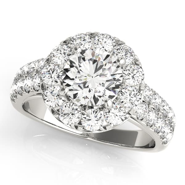 Double Row Pavé Round Halo Engagement Ring — style 50847 in 10k White Gold