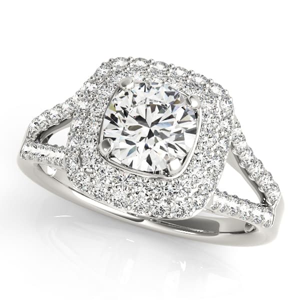 CUSHION HALO ROUND CENTER — style 50848 in 10k White Gold