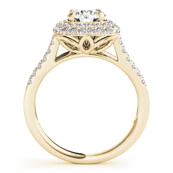 Cushion Halo Round Center, style 50848, Side view in yellow gold