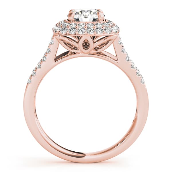 Cushion Halo Round Center, style 50848, Side view in rose gold