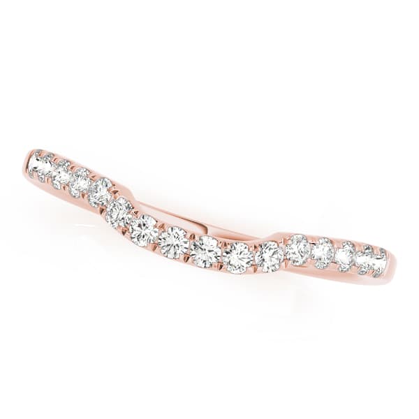 Split Prong Curved Wedding Bands (0.16 ct. tw.), Front view in rose gold
