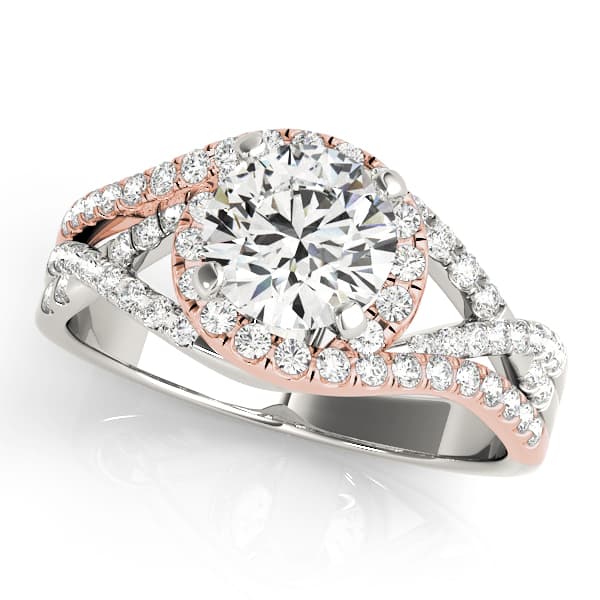 Split-Shank Bypass Engagement Ring, style 50849, Front view in rose gold