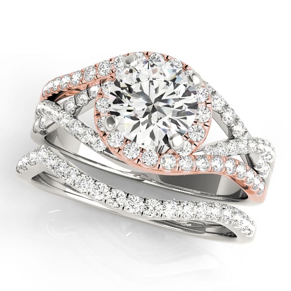 Split-Shank Bypass Engagement Ring, style 50849, On hand view in rose gold