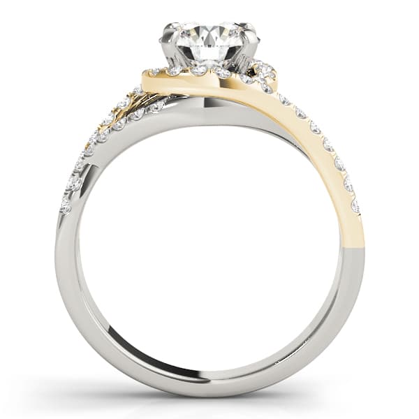 Split-Shank Bypass Engagement Ring, style 50849, Side view in yellow gold