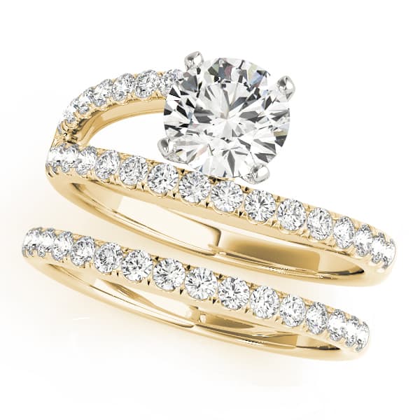 Split Shank Engagement Ring, style 50850, On hand view in yellow gold