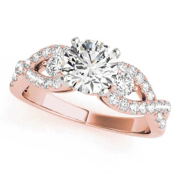 Twisting 3-Stone Engagement Ring, style 50852, Front view in rose gold