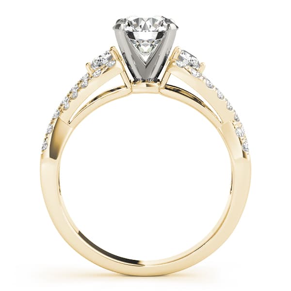 Twisting 3-Stone Engagement Ring, style 50852, Side view in yellow gold