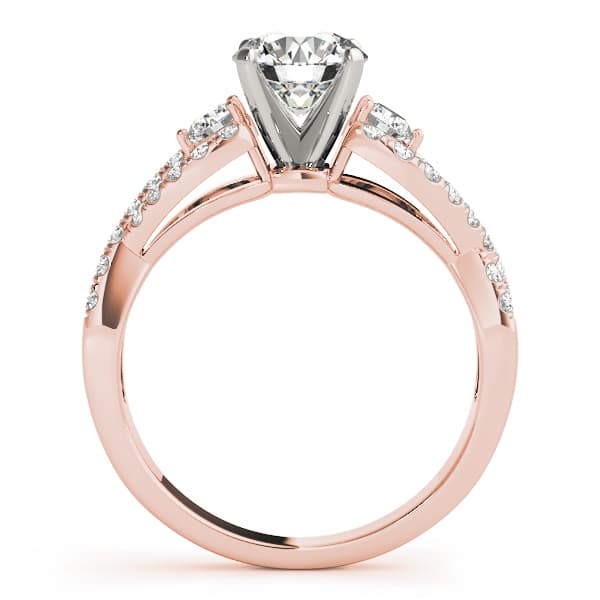 Twisting 3-Stone Engagement Ring, style 50852, Side view in rose gold
