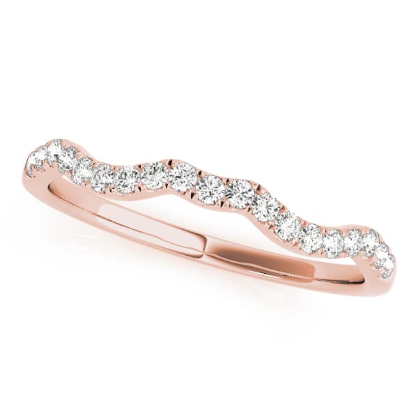 Split Prong Curved Wedding Band (1/8 ct. tw.), Front view in rose gold