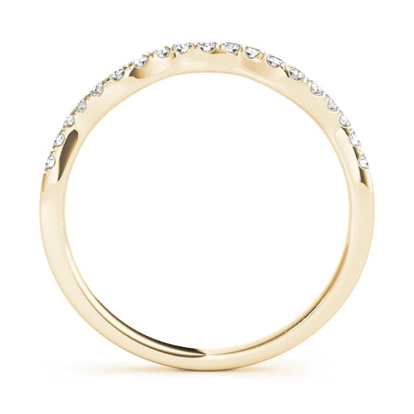Split Prong Curved Wedding Band (1/8 ct. tw.), Side view in yellow gold
