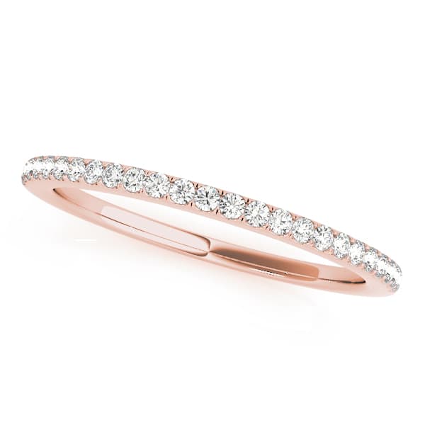Prong Set Wedding Band (1/8 ct. tw.), Front view in rose gold