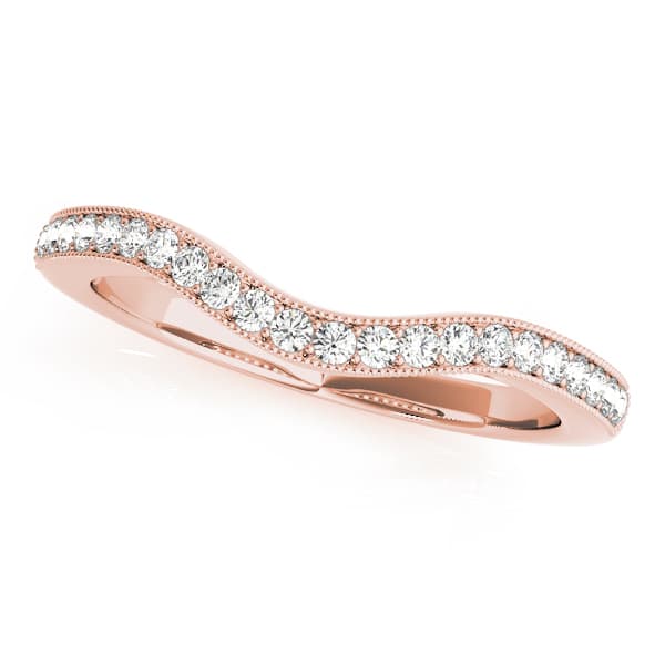Milgrained Curved Wedding Band (0.16 ct. tw.), Front view in rose gold