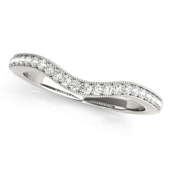 Milgrained Curved Wedding Band — View 1