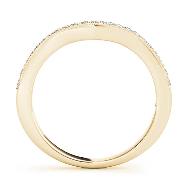 Milgrained Curved Wedding Band (0.16 ct. tw.), Side view in yellow gold