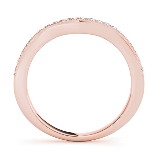 Milgrained Curved Wedding Band (0.16 ct. tw.), Side view in rose gold