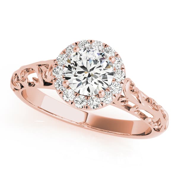 Vintage Filigree Halo Engagement Ring, style 50855, Front view in rose gold