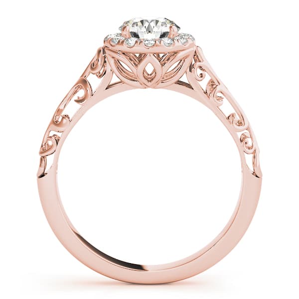 Vintage Filigree Halo Engagement Ring, style 50855, Side view in rose gold