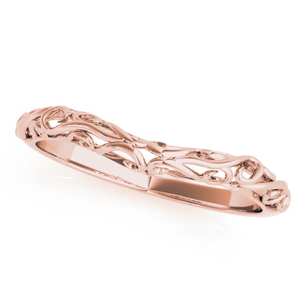 Vintage-Inspired Curved Wedding Band, Front view in rose gold