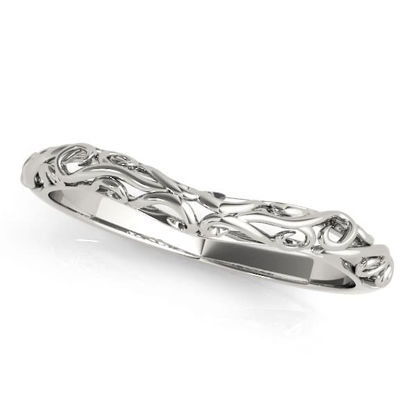 Vintage-Inspired Curved Wedding Band — W — View 1