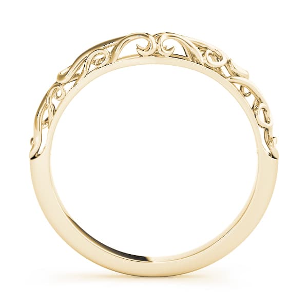 Vintage-Inspired Curved Wedding Band, Side view in yellow gold