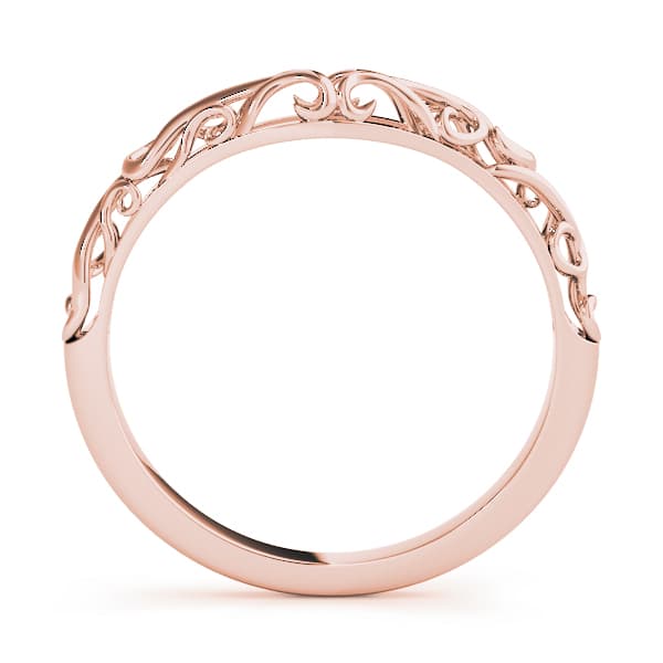 Vintage-Inspired Curved Wedding Band, Side view in rose gold