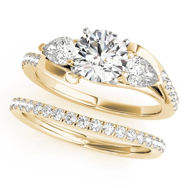 Engagement Ring, style 50856, On hand view in yellow gold